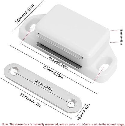 8 Pack Magnetic Push Latch,Heavy Duty Magnetic Touch Latch,for Push to Open Cabinet or Kitchen Drawer, Kitchen Door (White - 0.98 inch, 8 Pack)