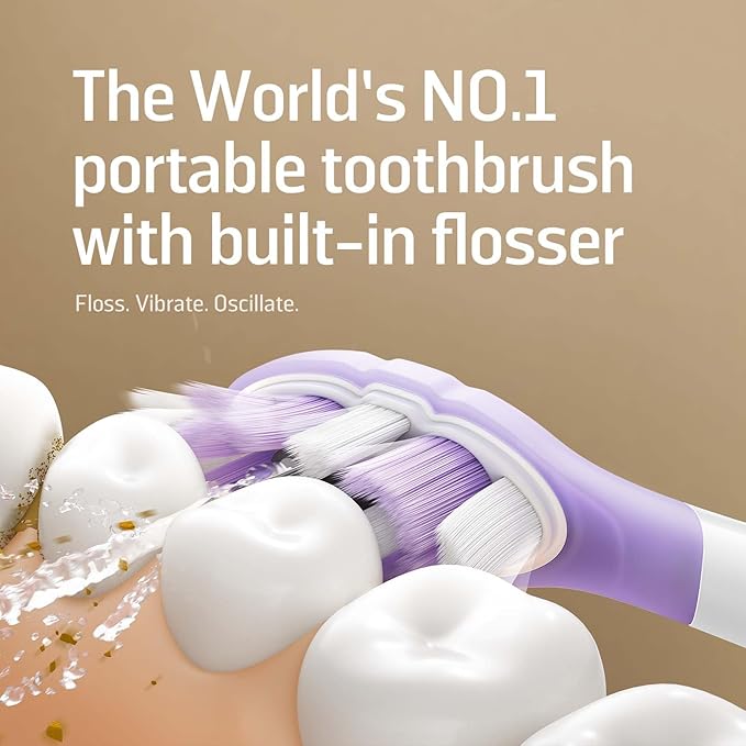 Soocas NEOS II Ultra – Electric Toothbrush with Water Flosser Combo, 3-in-1: Flosses, Vibrates and Oscillates, Flossing Toothbrush for Adults, Cordless Water Flosser for Travel, Champagne Gold