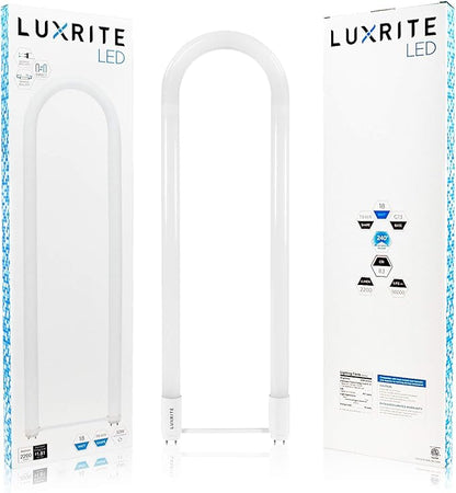 LUXRITE U Bend LED Tube Light, T8 T12, 18W (32W Equivalent), 3000K Soft White, 2000 Lumens, Fluorescent Light Tube Replacement, Direct or Ballast Bypass, DLC and ETL Listed, G13 Base (4 Pack)