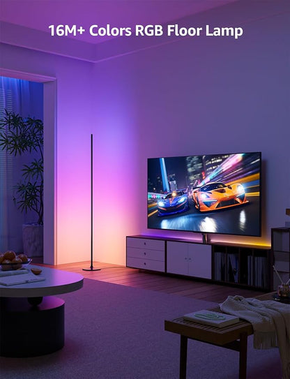 Lepro OE1 AI Corner Floor Lamp, Smart RGBICW LED Corner Lamp with Music Sync, Alexa Enabled, Personalized AI Lighting Designer, Modern Standing Lamp for Living Room/Bedroom,1000LM,2.4G WiFi, No Remote