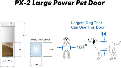 Power PET Automatic Pet Door by High Tech Pet - Large Door Mount for Pets to 100 lb - 4 Way Access - Dual Range Control - Deadbolt Security - Directional Sensing - Air Tight - US Customer Service