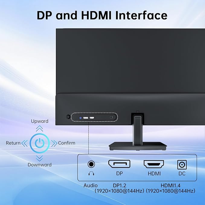 KTC 23.8 Inch Gaming Monitor, FHD@144Hz 120Hz Monitor with IPS Panel, Hardware Anti-Blue Light, 95% DCI-P3, 99% sRGB, ΔE＜2, 300 cd/㎡, 1500:1, Flicker Free and Adaptive Sync for Working and Gaming