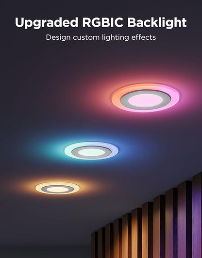Govee Smart Recessed Lighting 4 inch, RGBIC LED Recessed Light Compitable with Matter and Alexa, 2700K-6500K Dimmable 900LM Canless Downlight with Junction Box for Bedroom, 4 Pack