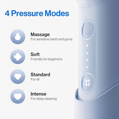 usmile C10 Portable Water Flosser – Travel-Friendly, 95-Day Battery, 4 Modes, 360° Nozzle, 180ml Tank, IPX7 Waterproof, Dentist-Recommended for Braces, Implants & Sensitive Gums (Blue)
