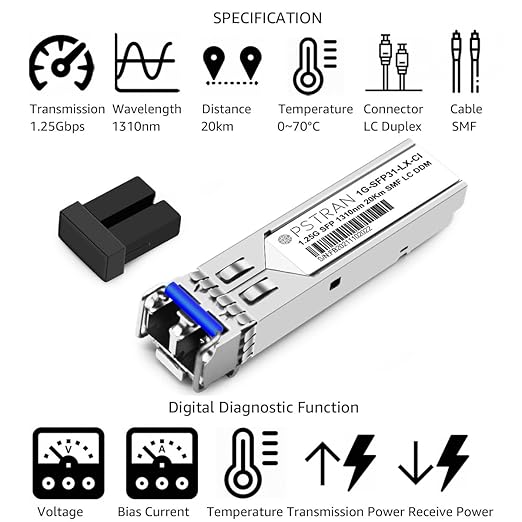 OPSTRAN 1000BASE-LX/LH SFP Optical Transceiver Module Compatible with Finisar FTLF1319F1XTL 1310nm 20km DDM Duplex LC SMF 4 Pack