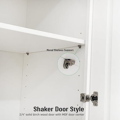Wall Kitchen Cabinets, RTA Cabinets, White Shaker Cabinet, Wall Mounted, RTA Upper Cabinet, Modern for Kitchen and Bathroom with Door (White, 21" W x 36" H x 12" D)