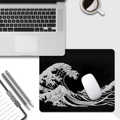Black Wave of Kanagawa Square Mouse pad, Texture, Waterproof, Anti Slip Rubber Base, Computer Mouse pad, Laptop Mouse pad