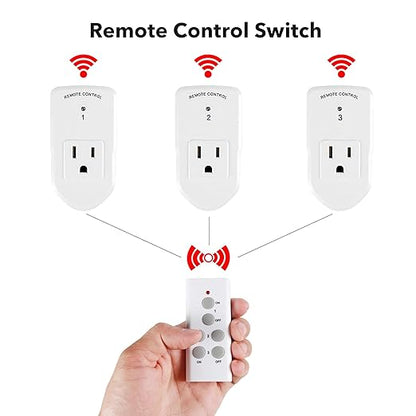 BN-LINK Wireless Remote Control Outlet Electrical Switch for Lights, Fans, Christmas Lights, Small Appliance, 100ft Long Range White 10A/1200W, 1 Remote + 1 Outlet, ETL & FCC Certified