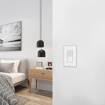 ThunderWay Single Pole Decorator Wall Light Switch with Wall Plate, 15A 120V/277V, On/Off Paddle Switch, Residential Grade - UL Listed, White (10)