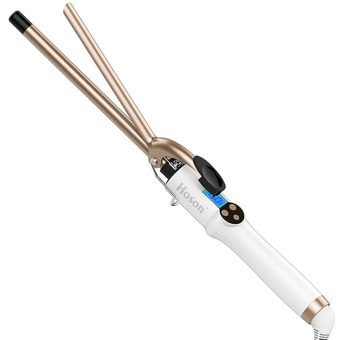 Hoson 1/2 Inch Curling Iron Professional, Ceramic Tourmaline Curl Wand Barrel, Hair Curler Iron for Long & Short Hair,Glove Include, Gold