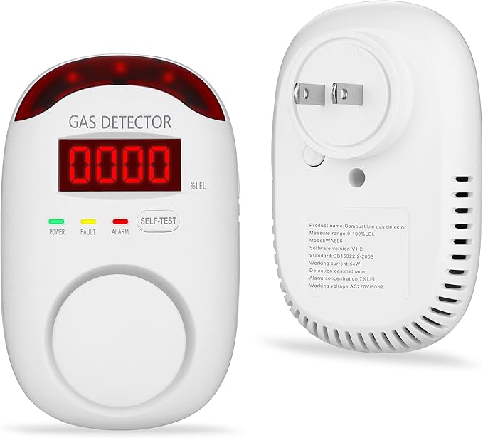 Gas Leak Detector for Home - Plug in Gas Detector for Home Natural Gas,Combustible Gas Detector for LNG, LPG, Propane, Methane.