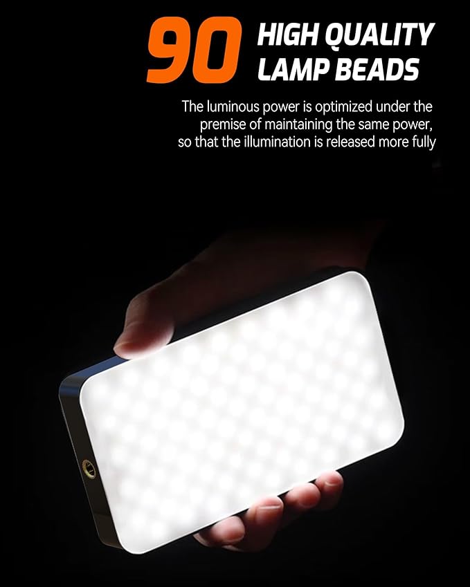 Portable Selfie Light for iPhone: 90 LED Rechargeable Phone Fill Lights, Ring Light for Camera Picture, Makeup Photo, Video Conferences, Laptop Use, Zoom Meetings, TikTok, Vlog Photography