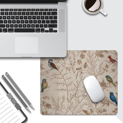 Beige Garden Neutral Floral Square Mouse pad, Texture, Waterproof, Anti Slip Rubber Base, Computer Mouse pad, Laptop Mouse pad