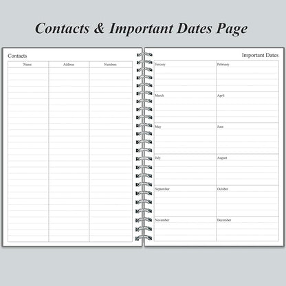 Daily Planner Undated - B5 To Do List Notebook Hourly Schedules, Spiral Appointment Planner for Women and Men, PVC Hardcover, Inner Pocket, Elastic Closure, 7" x 10", Grey
