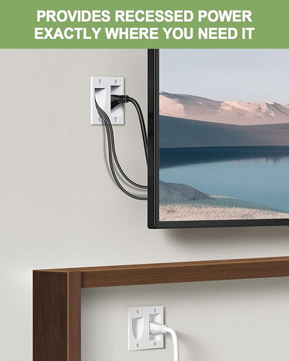 HAPYTHDA in Wall Cable Management Kit,TV Cord Hider for Wall Mounted TV with Triple Outlet,6.5FT Power Cable and 6.2FT Extension Cable,20A TV Wire Hider for Wall