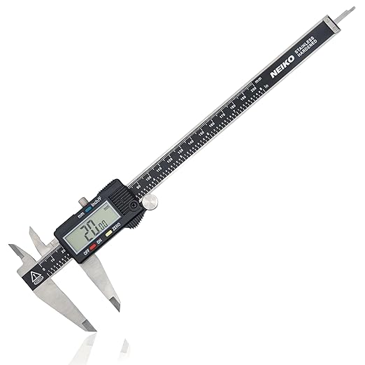 NEIKO 01408A 8” Electronic Digital Caliper Extra Large Display | 0-8 Inches | Inch/Fractions/Millimeter Conversion | Polished Stainless Steel