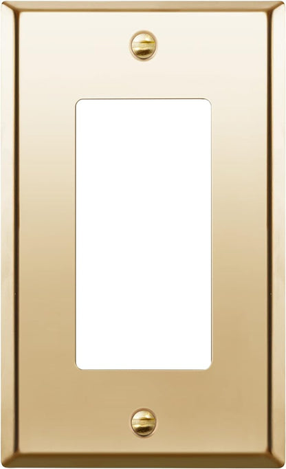 ENERLITES Decorator Switch or Outlet Metal Wall Plate, Stainless Steel Outlet Cover, Corrosion Resistant, Size 1-Gang 4.50" x 2.76", Stainless Steel 201, 7731-PB, Polished Brass, Gold