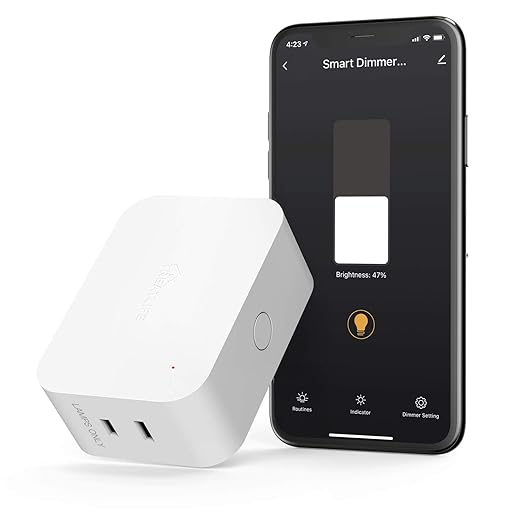 Alexa Smart Dimmer Plug, Treatlife Plug-in Lamp Dimmer Switch for Dimmable LED, CFL, Halogen and Incandescent Bulbs, Lamps, String Lights, Max Power 300W, Dual Outlets, 2.4GHz WiFi Only