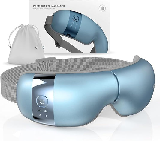HuBDIC HubiCare Eye Massager with Heat, Vibration, and Music Helps Relieve Strain, Dark Circles, Dryness, and for Migraine Relief Relaxation and Better Sleep Gifts for Women/Men (Ice Blue)