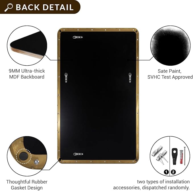 ANDY STAR Gold Bathroom Mirrors for Over Sink, 30x55 InchBrushed Gold Wall Mirror, Rectangular Metal Framed Vanity Mirror -Modern Clean Design with Superior Stainless Steel Frame