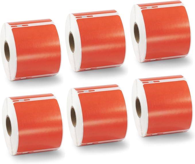 BETCKEY Colored Labels Compatible with Dymo 30324 (2-1/8" x 2-3/4") Large Multipurpose Labels, Compatible for Dymo LabelWriter Thermal 450, 4XL & Zebra Desktop Printers [6 Rolls, Red]