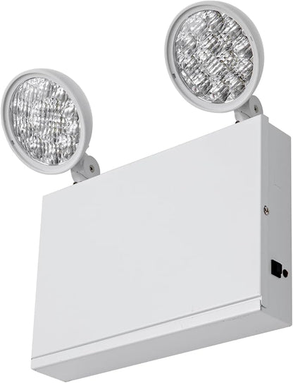 TANLUX New York City Approved Emergency Light, Emergency Lights with Battery Backup, White Steel Housing, AC 120/277V, Two Heads