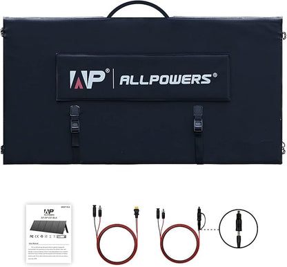 ALLPOWERS SP037 400W Portable Solar Panel, 23% Efficient IP66 Waterproof Foldable for RV Camping Home & 12V Systems, Compact Power Solution（SP037-400W