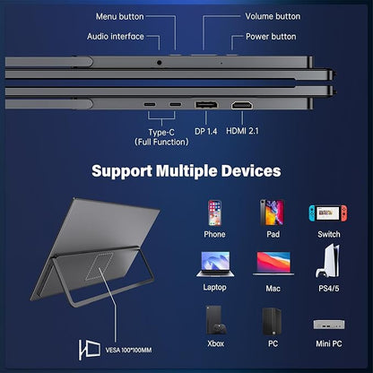 InnoView 27 Inch Monitor Dual Mode 4K UHD 120Hz/FHD 288Hz Portable Monitor for Laptop, USB-C, HDMI Computer Display HDR IPS Gaming Monitor, Kickstand, Speakers, for PC, MAC, Phone, PS4, Xbox, Switch