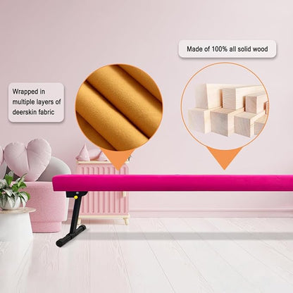 Wesky Adjustable Balance Beam,High and Low Floor Beam Gymnastics Equipment,Professional Gymnastics Beam for Kids Home Training with Foldable Legs