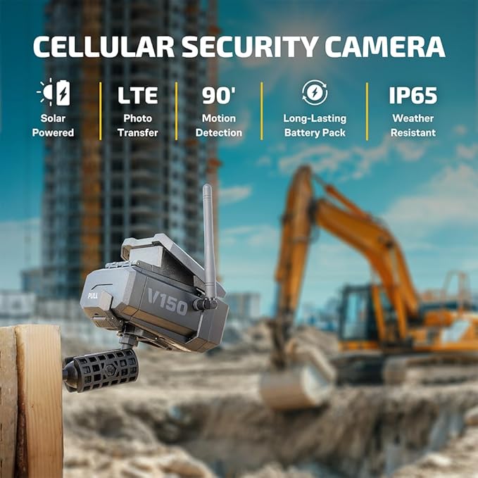 Vosker V150 Twin Pack Solar-Powered LTE Cellular Home Security Outdoor Camera | Motion Activated Photo Capture Nightvision Wireless Camera |Receive Photos (No Video) on Your Mobile App (2 Pack)
