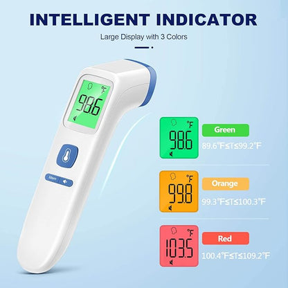 Thermometer for Adults and Kids, Digital Forehead Thermometer with Fever Alarm, Silent Mode & 35-Set Memory, Object 2 in 1 Mode