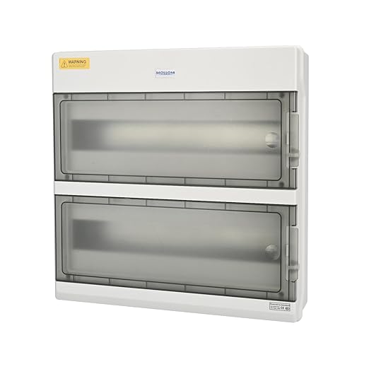 Mollom 36 Way Power Distribution Box with Bus Bars and Din Rail for Miniature Circuit Breaker MCB, Waterproof IP66.Padlock Available for Indoor and Outdoor Use