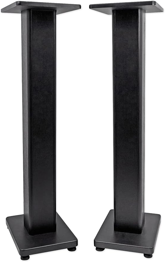 Rockville Pair RHT28 28 Inch Bookshelf Speaker Stands, 60 lbs Capacity, Surround Sound Home Theater, Premium Wood, Dual Top Plates, Sand-Fillable, for Audiophiles and Studio Monitors