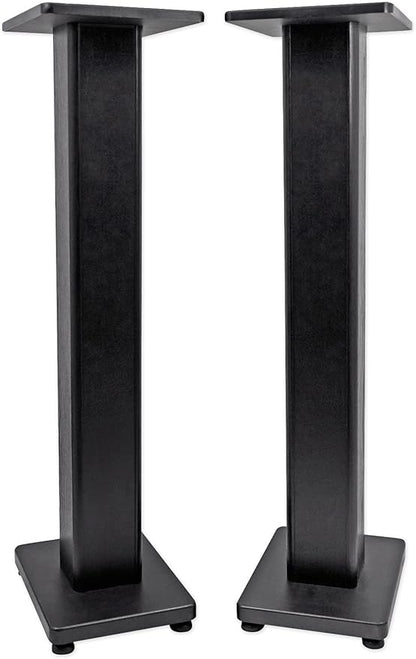 Rockville Pair RHT28 28 Inch Bookshelf Speaker Stands, 60 lbs Capacity, Surround Sound Home Theater, Premium Wood, Dual Top Plates, Sand-Fillable, for Audiophiles and Studio Monitors