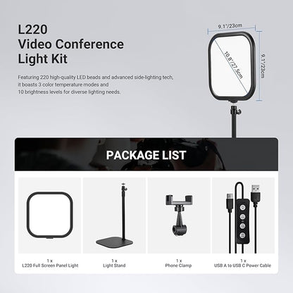 NEEWER Basics 10.8" Video Conference Lighting with Desk Stand & Phone Holder, 15W Bi Color Edge Lit Full Screen Light CRI95+ for Computer Laptop Webcam Zoom Calls Streaming