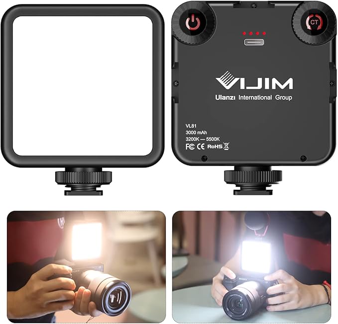 ULANZI VL-81 3000mAh Bi-Color LED Video Light w Softbox - 3200K-5600K+CRI95 Rechargeable Camera Light, 3 Cold Shoe Mount for DSLR/GoPro/Sony/Canon/iPhone, Vlog Filming TikTok Live & Photography