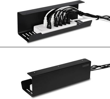 VIDOR Under Desk Cable Management Tray 1-Pack, 17" Cord Organizer, No Drill Alloy Steel, Perfect for Standing Desk, Wire Management for Office Home