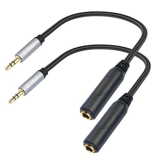 SiYear 1/4" to 3.5mm Headphone Extension Cable - 6.35mm Quarter inch to1/8 Fmale Stereo Jack Audio Adapter for Amplifiers, Speaker, Guitar Amp,Home Theater, Mixing Console (0.3m/2PACK)