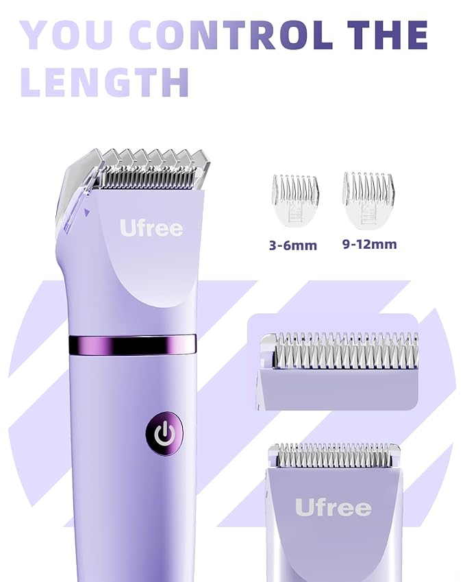Ufree Bikini Trimmer Electric Razors for Women, Rechargeable Pubic Body Hair Trimmer Electric Shaver for Legs Body Hair, Bikini Shaver IPX7 Waterproof, Gifts for Women, Purple