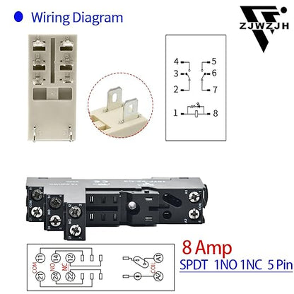 6 Pcs 8Amp Mini Relay Switch 110V 120V AC with Test Button DPDT 2NO 2NC Socket Base with Indicator LED Light UL Certification