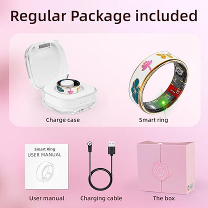 Smart Ring Health Tracker, Men & Women, Featuring a Heart Rate Monitor, Sleep Tracker, 8 Exercise Modes, Step Counter, IP68 Waterproof(White, 9)