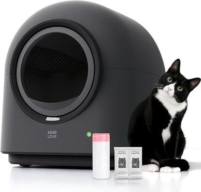 L1 Self-Cleaning Litter Box Automatic Electronic Hands-Free Smart Robot self Cleaning Litter Box - Safe Anti-Pinch,with Deodorizer and Liner and Litter Mat for Multiple Cats
