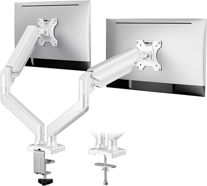 ErGear Dual Monitor Stand up to 32 inches Screen, Load-Bearing Max 22 lbs Each Arm, Adjustable Dual Monitor Mount, Sturdy Steel vesa Monitor Mount with Stable VESA 75x75 100x100mm-White