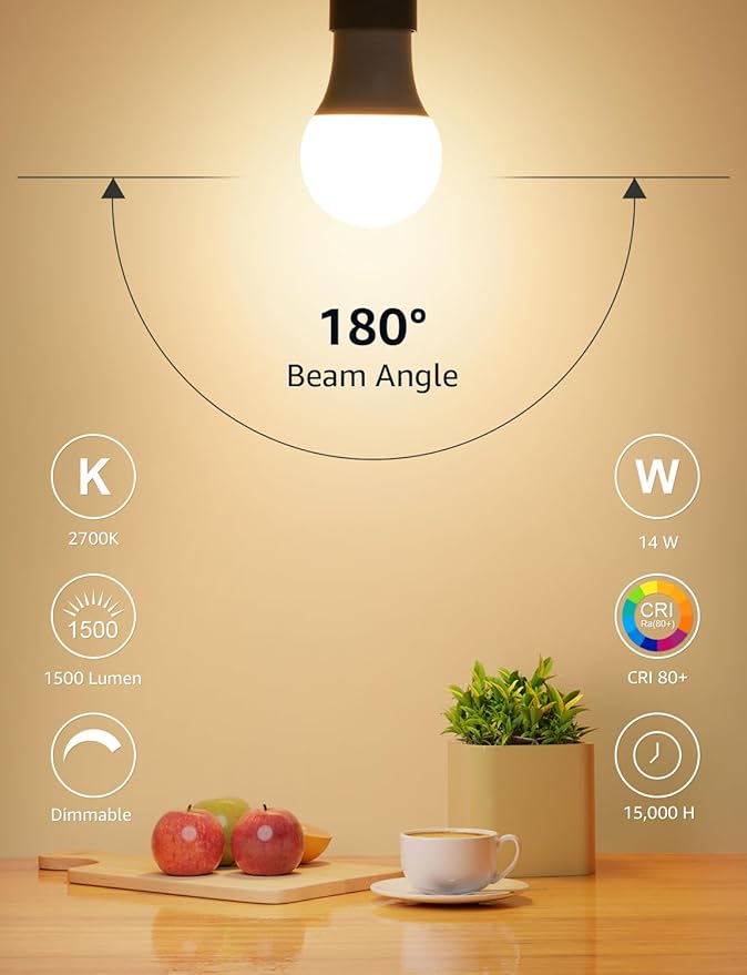Lepro Dimmable LED Light Bulbs 100 Watt Equivalent, 14W 1500LM Soft Warm White 2700K, A19 E26 Standard Medium Base, UL FCC Listed, 15000 Hour Lifetime, 6 Packs