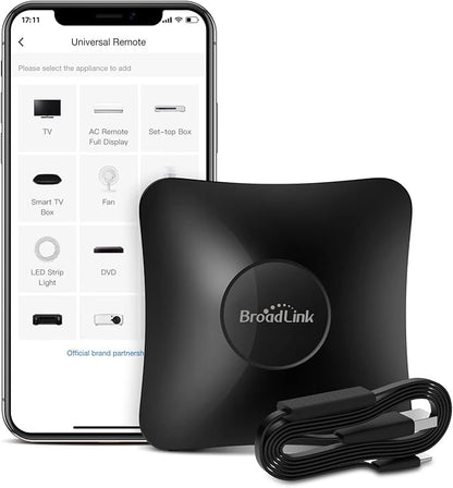 Broadlink RM4 pro Smart IR/RF Remote Control Hub with Sensor Cable(2.4GHz Wi-Fi Only)-WiFi IR/RF Blaster for Home Automation, TV, Curtain, Shades Remote, Works with Alexa, Google Assistant, IFTTT