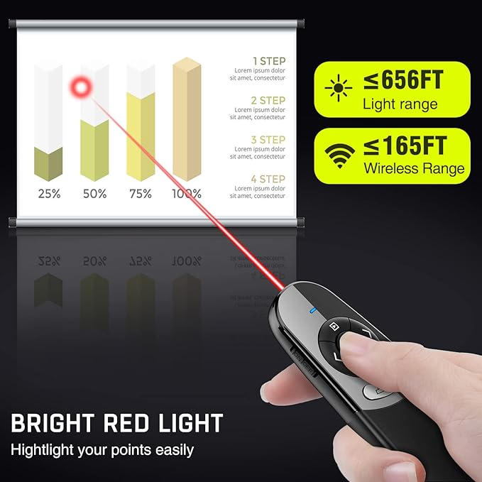 2 in 1 USB Type C Presentation Clicker with Red Light Pointer, Wireless Presenter for PowerPoint Presentation PPT Clicker, 2.4GHz Presenter Remote Slide Advancer for MacBook/Computer/Laptop