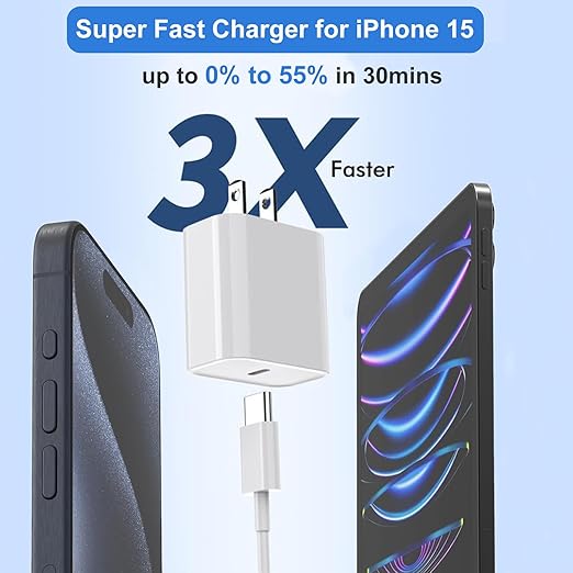 iPhone 15 Charger,iPhone 15 Charger Fast Charging,20W Type C USBC ChargerBlock 6FT USB C to USB C Cable Cord Compatible iPhone 16 Pro Max/15 Plus,iPad Pro 12.9/13/11-inch, iPad mini 6, iPad Air 4/5