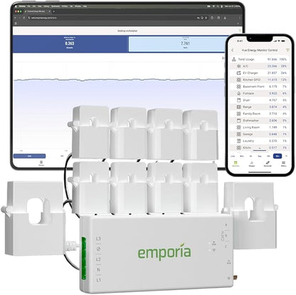 Emporia Vue 3 Home Energy Monitor - Smart Home Automation Module and Real Time Electricity Usage Monitor, Power Consumption Meter, Solar and Net Metering for UL Certified Safe Energy Monitoring