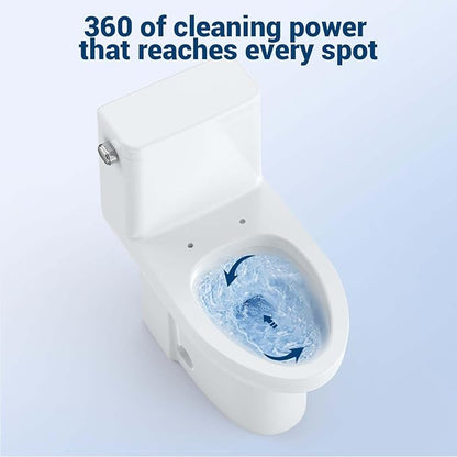 One Piece Toilet - Elongated Ceramic Design, Soft Closing PP Toilet Cover, Easy Clean Surface, Water Efficient Flush, Compact Durable Build