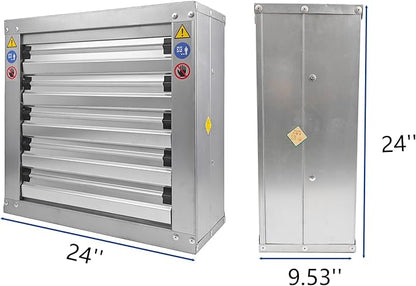 GRELWT 24" Wall Mounted Exhaust Fan -Automatic Shutter - Vent Fan For Home Attic, Shed, or Garage Ventilation, 4390 CFM, 6180 SQF Coverage Area, New Version